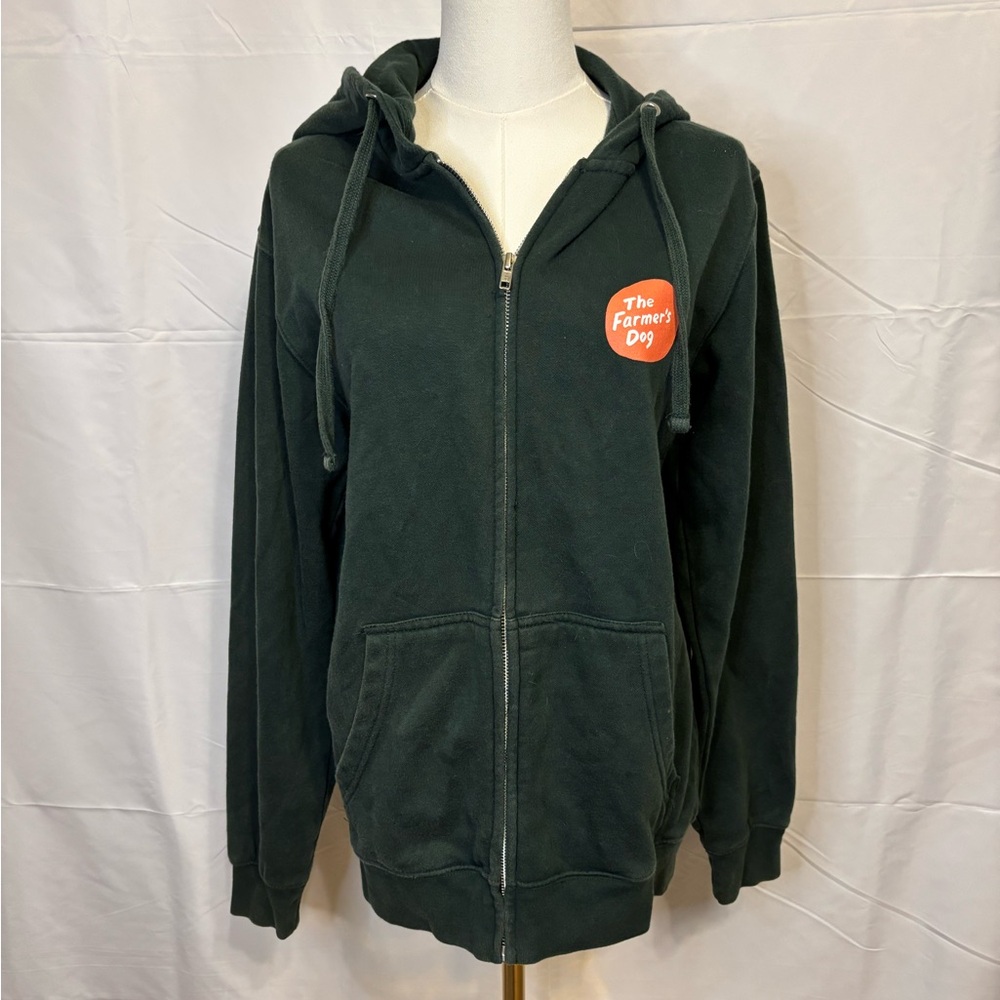 The Farmer’s Dog Green Zip Up Hoodie District VIT Fleece Small‎ Dog Lover